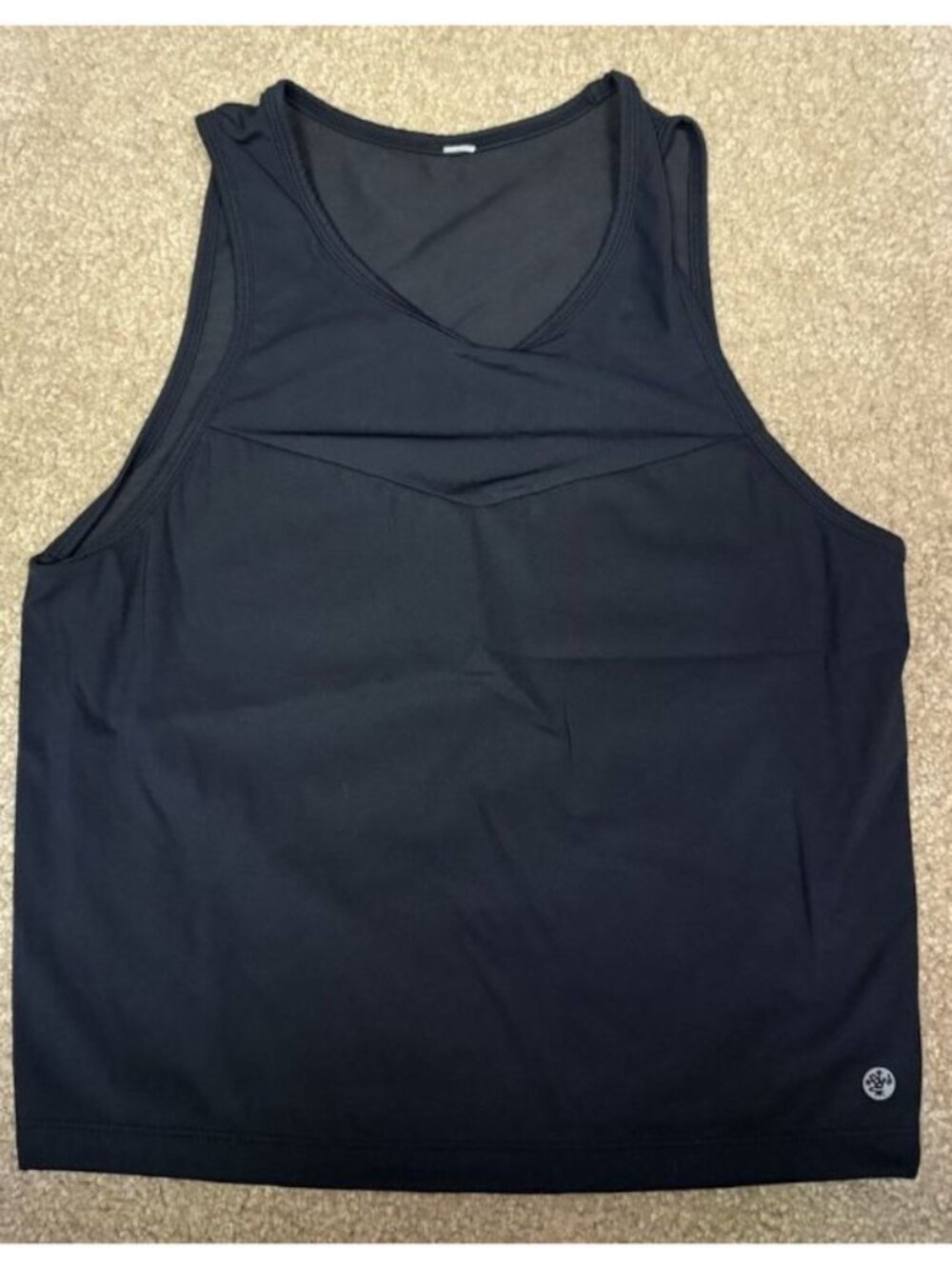 Manduka Women Black Yoga Active fitted crop Tank Sexy Mesh Back Size Medium